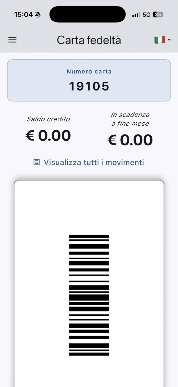 Schermata reale dell’app Fan Fidelity