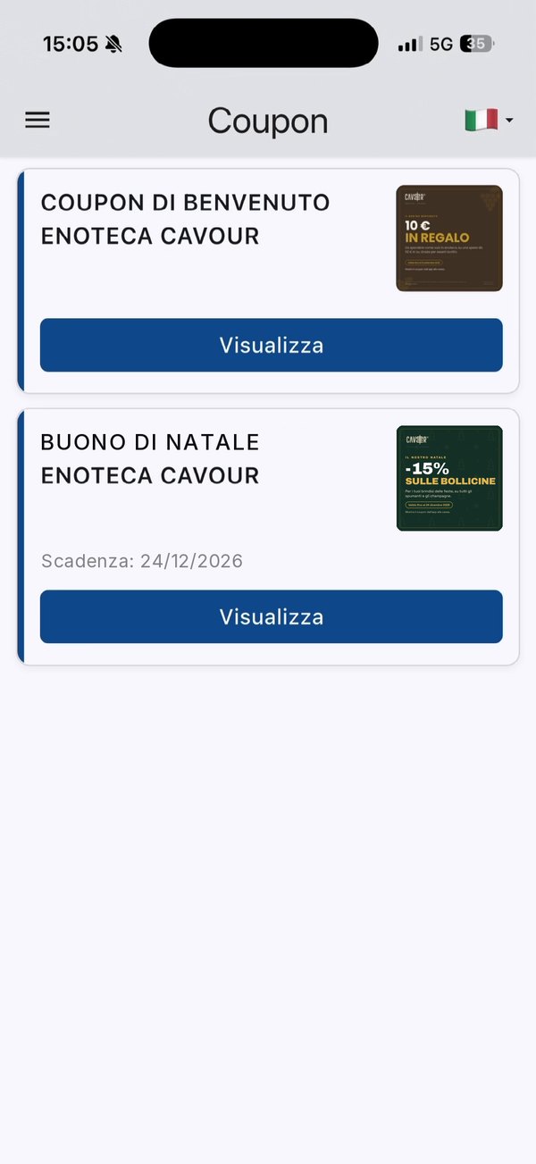 Schermata reale dell’app Fan Fidelity
