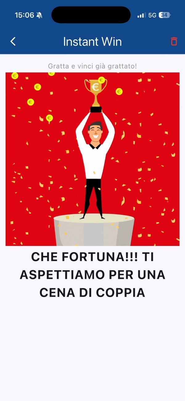 Schermata reale dell’app Fan Fidelity