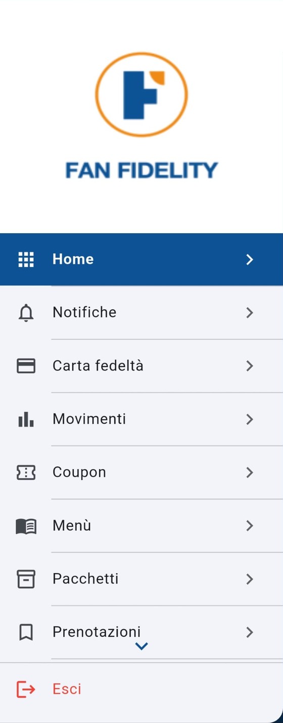 Schermata reale dell’app Fan Fidelity